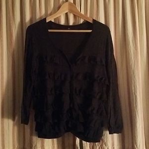 Dark Grey Tiered Ruffle Cardigan